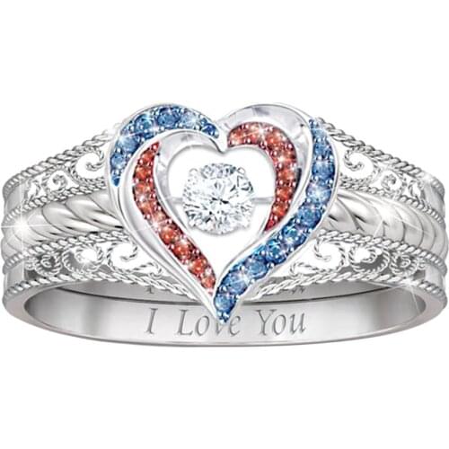Female Circlet Heart-Shaped Rhinestones Metal Finger Ring Finger Decorations for Girlfriend Wife Beautiful