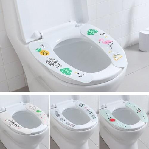 1 Pair Washroom Warm Washable Health Sticky Toilet Mat Seat Cover Pad Household Reuseable Soft Toilet Seat Cover