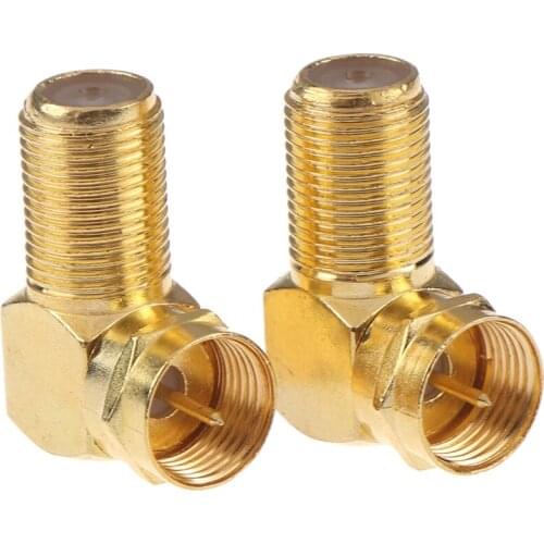 1Pcs Good Quality Copper Gold plated F Male Plug to F Female Jack Right Angle Adapter 90 Degree Coax TV F Connector