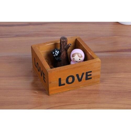 1PC Retro LOVE Storage Box Made of Solid Wood To Decorate Your Home Small Pots HOT SALE 10*10*5CM EJL 0930