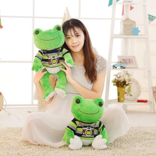 1pc 26cm/53cm Lovely Frog Plush Toy Soft Cartoon Dressed Frog Stuffed Animal Doll Kids Sleeping Toys Children Birthday Presents