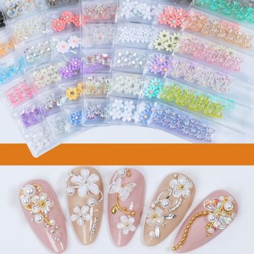 1 Pack Nail Art Glazed Acrylic 3D Butterfly Bow Ties Lotus Cake Flowers Nails Rhinestone Gems DIY Manicure Decor GZH