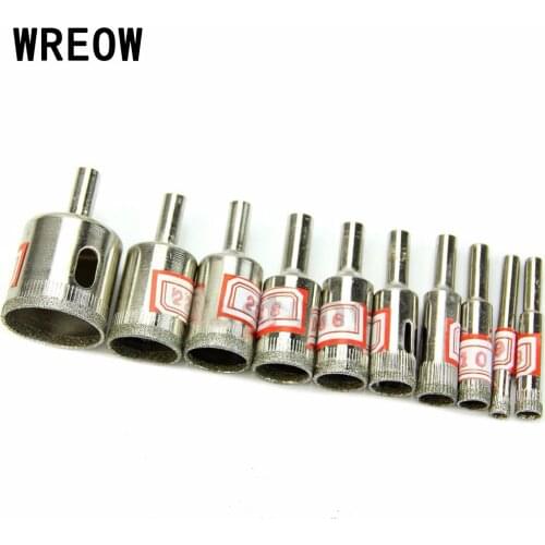 10pcs/set Diamond Coated Core Hole Saw Drill Bit 6-30mm Tile Marble Glass Ceramic Drilling Bit Power Cutting Tool