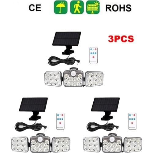 3pcs 138 led seperable remote Garden Solar Light Motion Sensor Solar Lamp Powered By Sun Waterproof Outdoor Wall Street Garden D