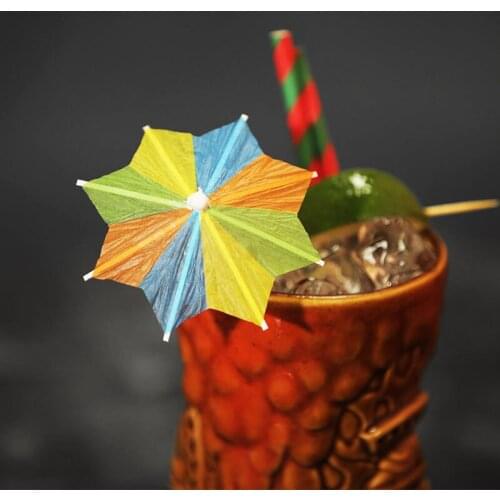 80pcs/box DIY Cocktail Parasols Paper Umbrella Retro Mini Mixed Bright Color Hawaiian Beach Party Decor Juice Drink Decoration