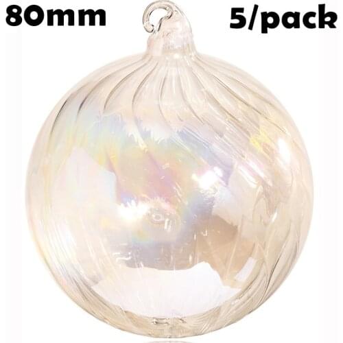 Promotion - 5/Pack, DIY Paintable Christmas Decoration Ornament 80mm Glass Screw Thread Ball