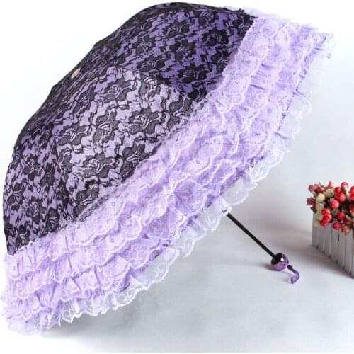 Aurora composite vinyl lace umbrella sun umbrella UV umbrella ts1036 folded umbrellas