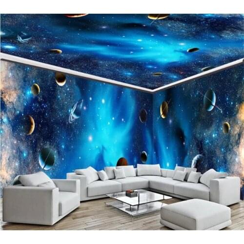 Beibehang Shocking space interstellar planet Galaxy custom ultra HD full house background wallpaper home decoration painting
