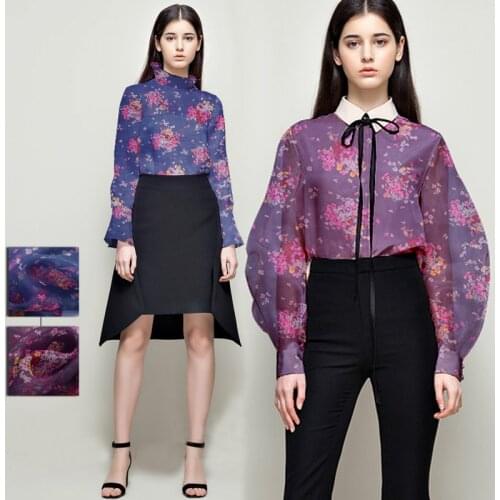 Floral silk organza dress silk organza fabric breathable fabric wholesale high quality silk cloth