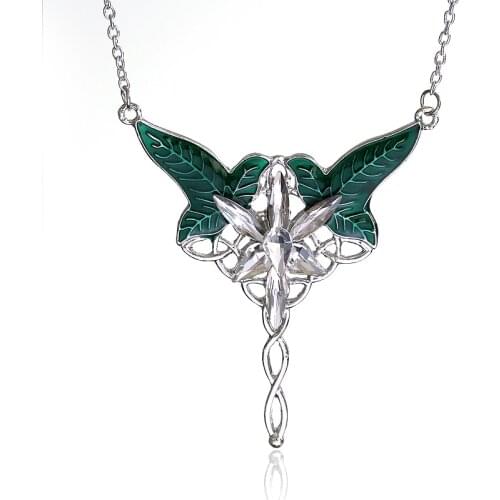 Dongsheng Fashion Long Elven Leaf Pendant Arwen Evenstar Pendant Necklace For Men And Women Movies Jewelry