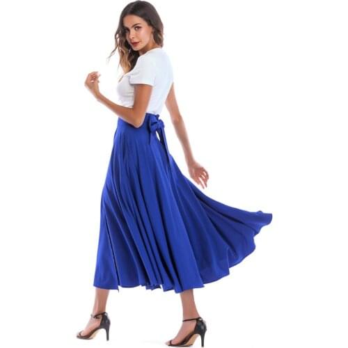 OUMOWEI Full-Length Skirt European American Fashion Full Skirt A-Line Skirt