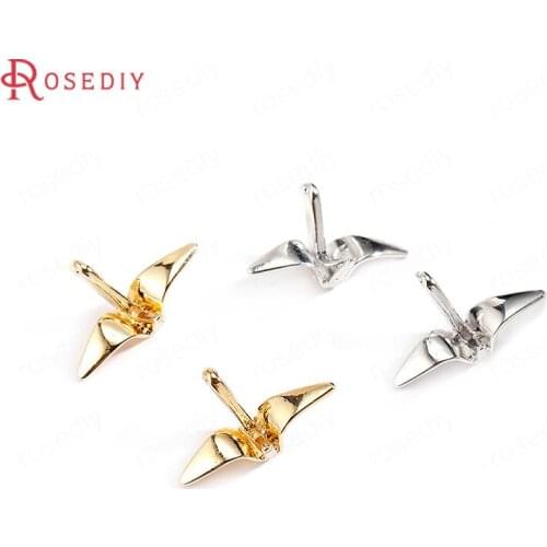 F278)10 pieces 22*15mm Height 9mm 24K Gold Color Brass Cranes Birds Charms Pendants High Quality Jewelry Findings Accessories