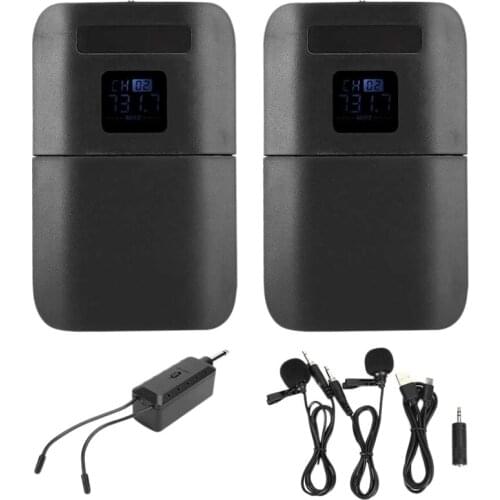 J.I.Y Wireless Microphone,UHF Lapel Microphones With 2 Transmitters And 1 Receiver For Iphone/DSLR Camera Microphone