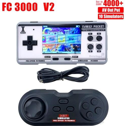 New FC3000 V2 Classic Retro Handheld Game Console Support Video Game Player Support 10 format Game Cartridge Family Game Console