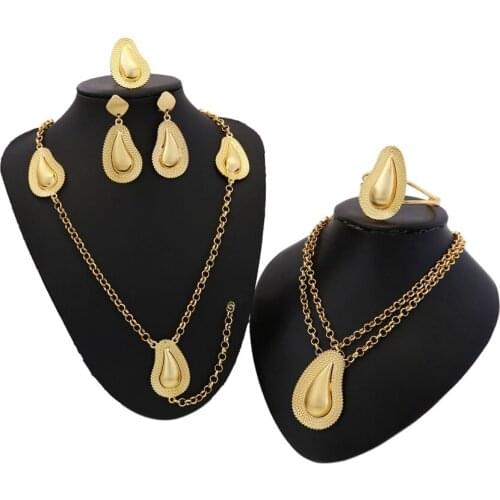Yulaili Long Chain Leaf Hat Ethiopia Jewelry Sets Necklace Pendant Bracelet Earrings Ring Hair Ornaments Jewelry Set 5 Pieces