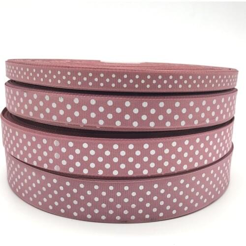 10mm 15mm 20mm 25mm Grosgrain Ribbon Mauve Printing Polka Dot Hair Bow Party Christmas Wedding Decoration DIY Gift Wrapping