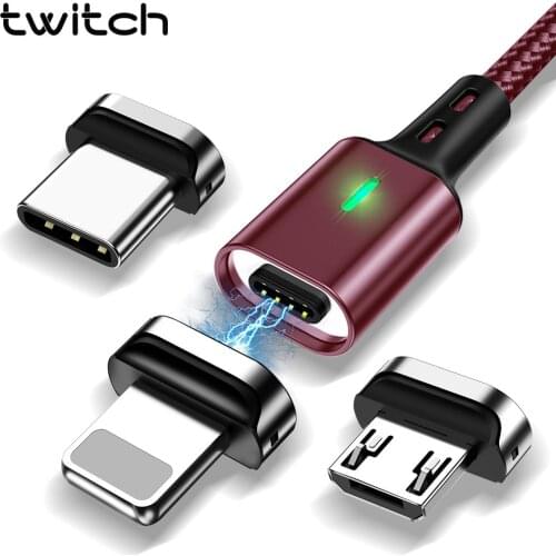 Twitch Magnetic Micro USB Cable Type C Magnetic Charger Phone Cables for iPhone 11 Samsung S20 Xiaomi LG Quick Fast Charge 1m 2m