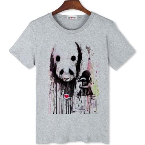 BGtomato Men funny t-shirt Watercolor Panda Design Summer Fashion Punk Style Melt Panda Printed Tee Short Sleeve Hipster Tops