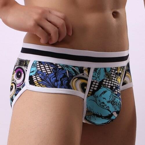 Sexy Mens Underwear Briefs Cuecas Playful Printed Gay Underwear Cotton U Pouch Calzoncillos Hombre Slips Male Panties Bikinis