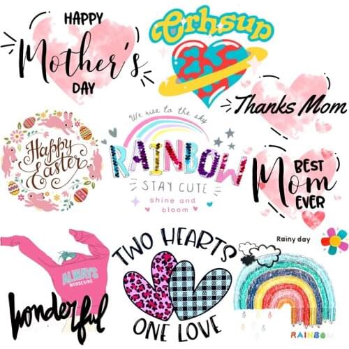 DIY Cartoon Lovely Letter Patches Iron on Transfers on Clothes Heat Transfer for Kids T-Shirts Heart Love Stickers for Clothing