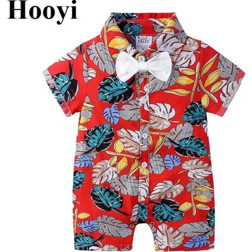 2021 New Beach Baby Boys Summer Rompers Short sleeve Bowtie Bodysuits Tuxedo Infant Costumes