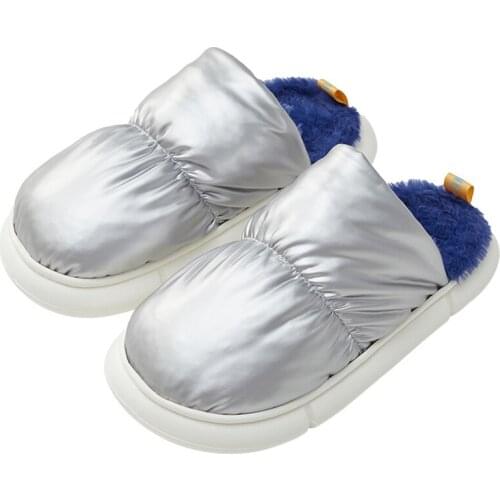 New Women Winter Slippers Home Outdoor Water Proof Non-Slip Warm Plus Belvet Couple Shoes Casual Flat Shoes Lovers Shoes hy784