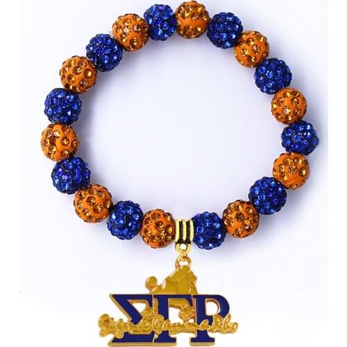 New arrival greek society sorority jewelry elastic bangle enamel metal SIGMA GAMMA RHO poodle pendant bead bracelet