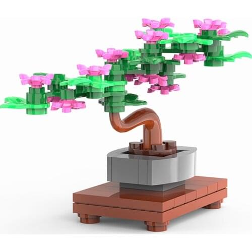New Stylish Green Office Decor Bonsai Tree Bush Flower Bricks Grass Plant Model Building Block Assembly Educational Children Toy