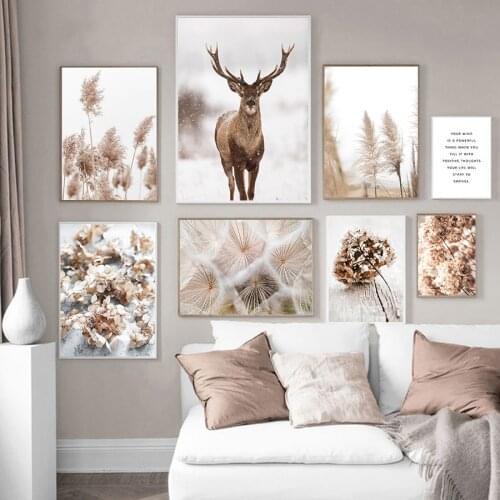 Reed Nordic Poster Bohemia Canvas Prints Deer Bouquet Dandelion Art Painting Modern Living Room Fashion Pictures Wall Decor