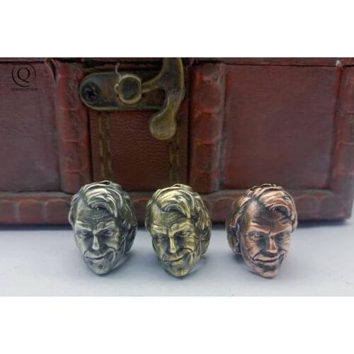 Retro Joker Knife Beads Brass DIY Lanyards Pendants Accessories American Clown Paracord Hanging Metal Keychains EDC Outdoor Tool