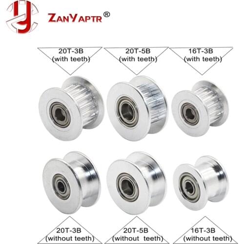 GT2 Pulley 16 / 20 Without Teeth Pulley 16 / 20Teeth OR without Teeth Timing Gear Bore 3MM 5MM For 2GT belt Width 6MM 3D Printer