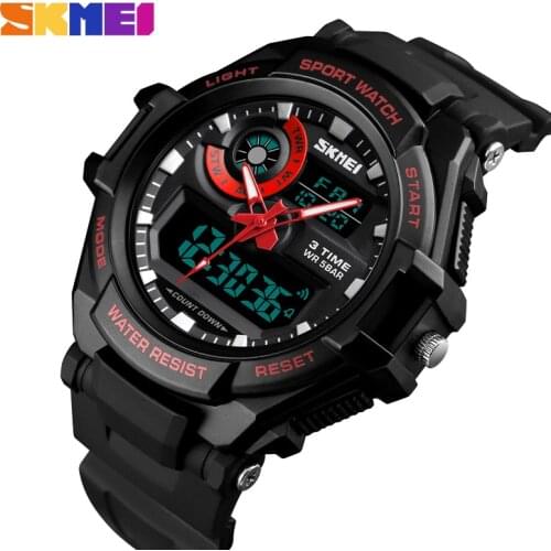 SKMEI Men Quartz Digital Watch 3 Time Countdown Alarm Sport Watches 50M Waterproof Male Wristwatch Clock Relogio Masculino 1357