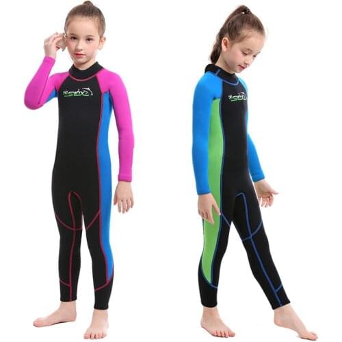 SLINX 2mm Neoprene Boys Girls Full Body Long Sleeve Wetsuit Swim Scuba Diving Suit Water Sports Snorkeling Swimwear Beachwear