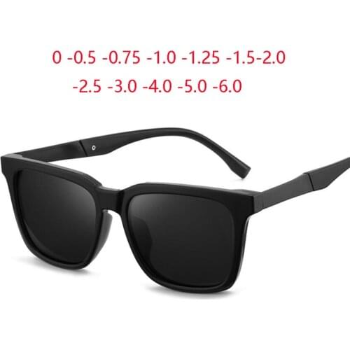 Retro Myopia Lens Square Sunglasses Men Polarized Metal Driver Prescription Sunglasses Women 0 -0.5 -0.75 -1.0 To -6.0