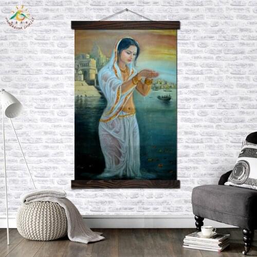 Wet Girl in the River Modern Wall Art Print Pop Art Picture And Poster Solid Wood Hanging Scroll Canvas Painting Home Decor