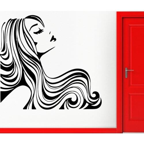High Quality Beauty Salon Girl Beautiful Hair Morden Wall Sticker Vinyl Art Wallpaper For Home Bedroom Art Decoration Y-382