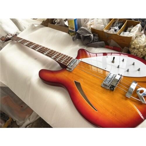 High quality cherry red 4-string electric bass rose wood fingerboard R piano bridge free shipping