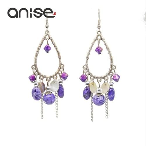Anise Retro Imitation Pearl Shell Chain Tassel Drop Earrings Bohemian Long Earrings Female Fashion Ethnic Brincos Jewelry Gift
