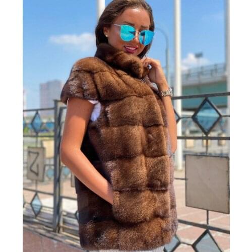 Winter 100% mink fur waistcoat, real high-quality mink fur ladies jacket, warm winter fashion, European street style