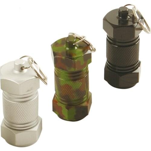 1PCs Mini Waterproof Medicine Pill Bottle Box Key Chain Aluminum Storage Case Emergency Medicine Container Holder Box Splitters