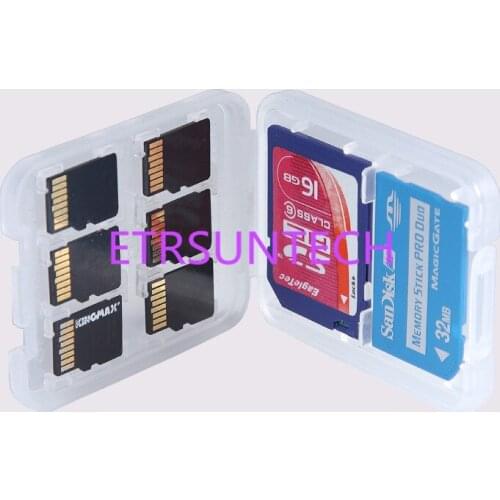1000pcs/lot New 8 in 1 White Plastic Case Box For TF Micro SD Memory Card for SDHC TF MS Protector Holder High Quality