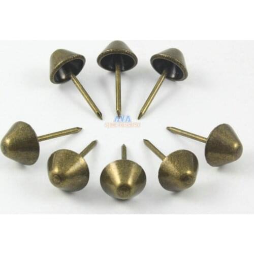 200 Pieces Antique Brass Bucket Shaped Upholstery Tacks Nails 11x23mm