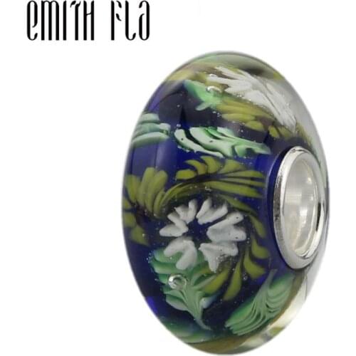 2018 New 925 Sterling Silver Seabed Flowers Murano Glass Beads Charms DIY Fit For European Original Bracelets And Necklace DIY