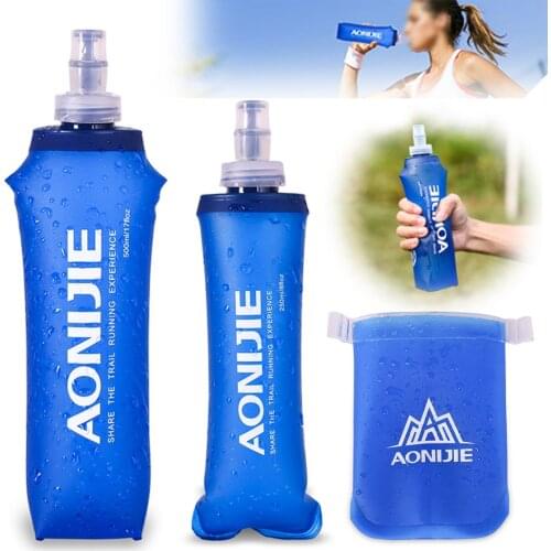 2018 New 170/250/ 500ml TPU Outdoor Foldable Water Bag Soft Flask Squeeze Portable for Sport Running Drinking Water Bottle Bags