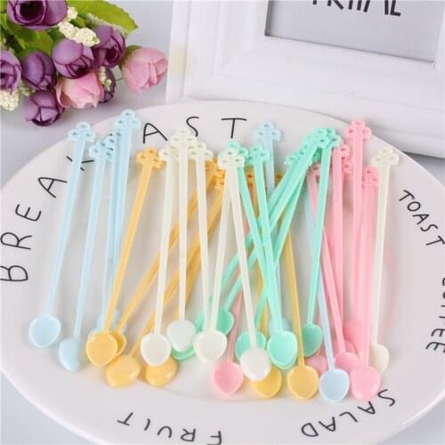 30pcs/set Plastic Coffee Stir Spoon Mini Candy Color Coffee Stirrer Spoon Tea Coffee Stirring Spoon Drinking Tools Tableware