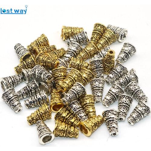 50pcs/lot 10mm Wholesale Trumpet Petunia Flower Bead Caps Conical End Silver Plated Beads Charms For Jewelry Findings DIY