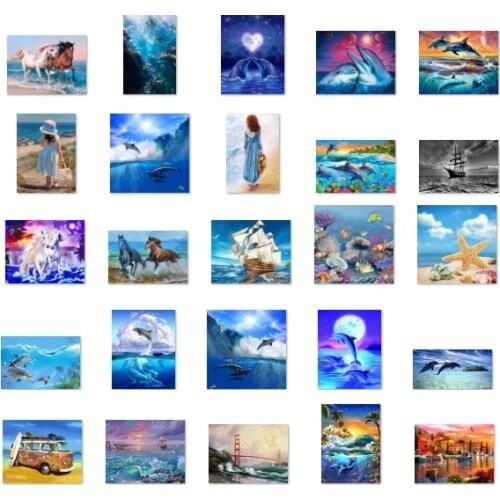 A30967 Small town by the sea cross stitch kit people 18ct 14ct 11ct count canvas stitches embroidery DIY handmade needlework