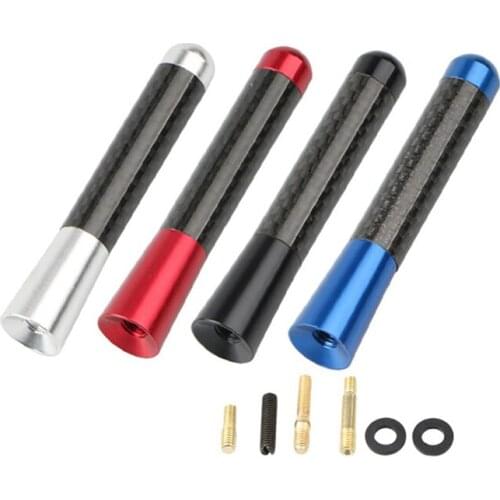 10pcs 8cm Car Roof Antenna Carbon Fiber Short Screw Metal Stubby Mast Antenna For VW Polo Passat GOLF Vento Arteon Replacement