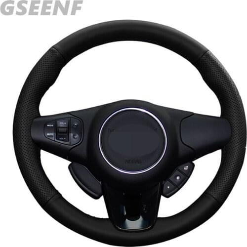 Car Accessories Steering Wheel Cover For Kia Carens 2013 - 2019 Black Hand-stitched Comfortable and Soft Artificial Leather