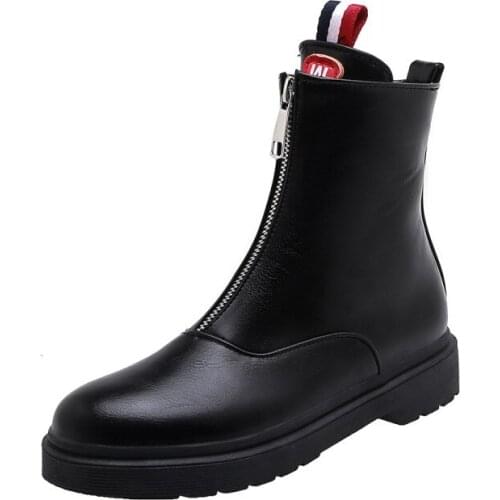 Big Size 9 10 11 12 boots women shoes ankle boots for women ladies boots shoes woman winter Front zipper round head flat heel